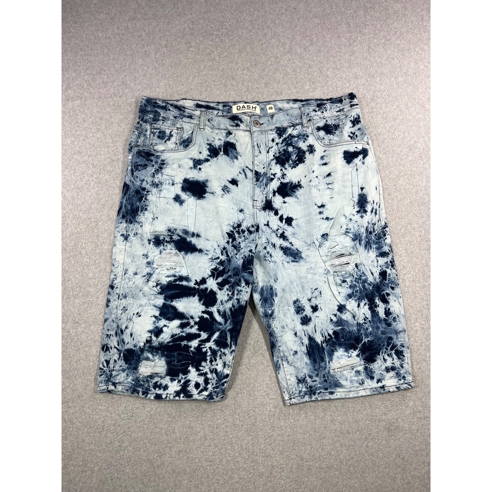 Dash Denim Shorts Mens 48 Blue Acid Wash Tie Dye Loose Fit Baggy 14" Inseam